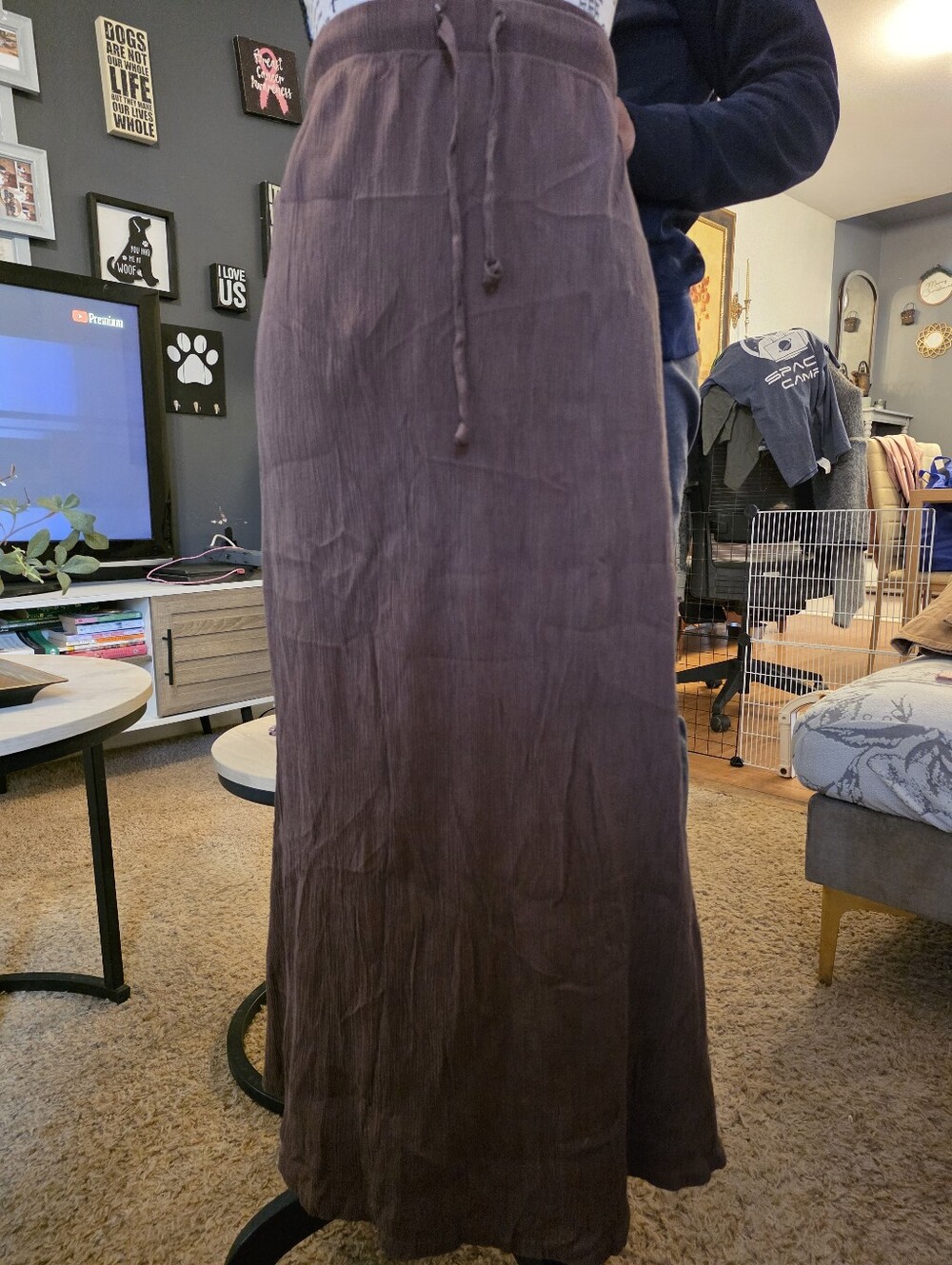 Jaclyn Smith Chocolate Brown Maxi Skirt with Drawstring